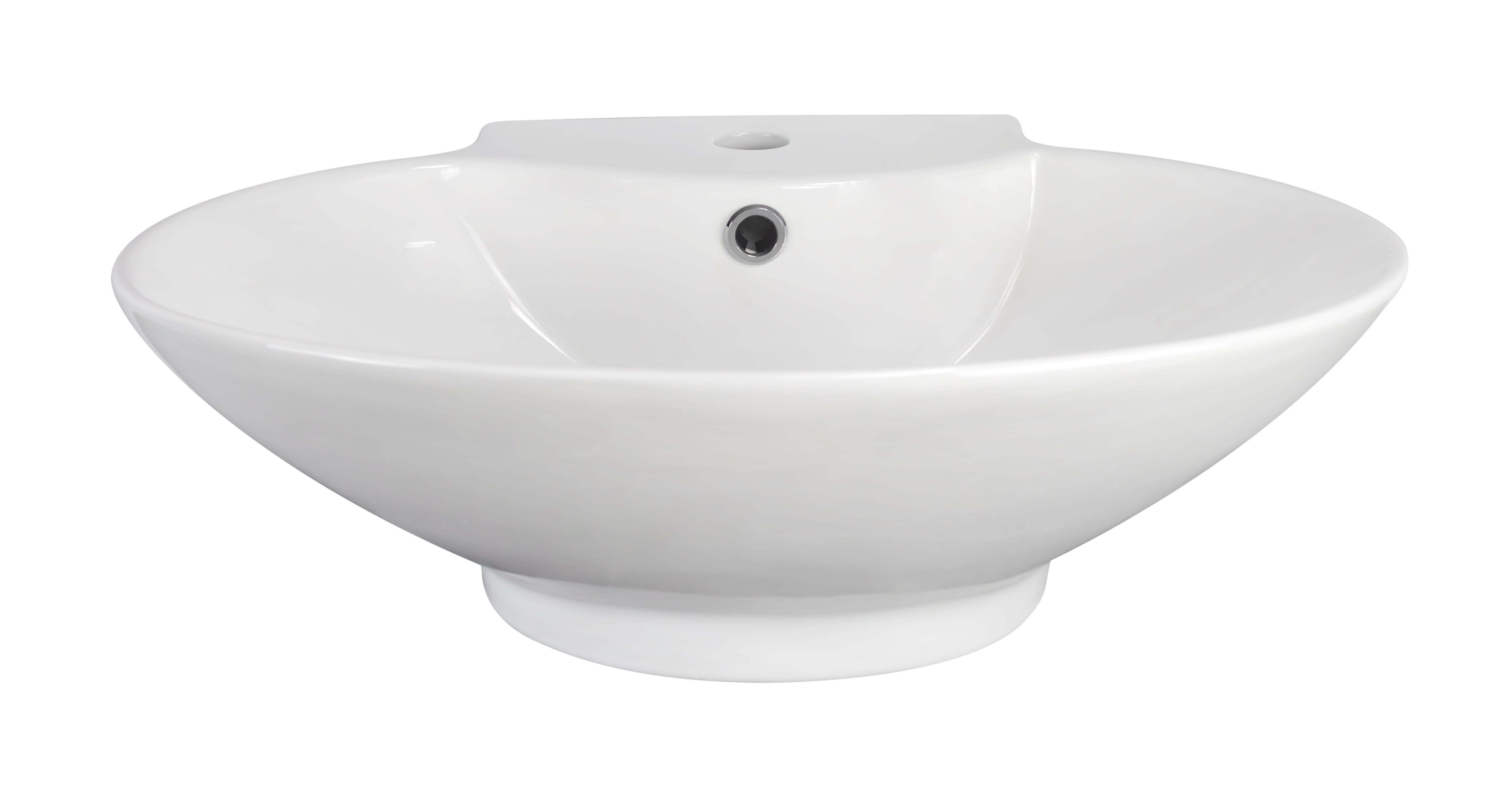 American Imaginations 16.25-in. W Above Counter White Bathroom Vessel Sink For 3H4-in. Left Drilling AI-590