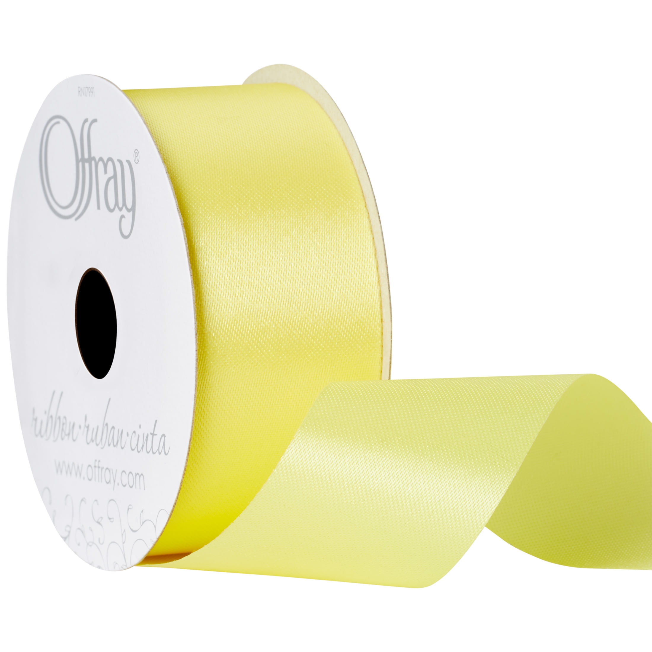 Offray Ribbon, Maize Yellow 1 1/2 inch Acetate Polyester Outdoor Ribbon for Floral Displays and Decorations, 21 feet, 1 Each