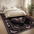 thumbnail image 3 of ODIKA 8'x10' Washable Area Rug Gothic Pink Moth Delicate Scrollwork Mirrored Butterfly Shaped for King Size Bedroom Under Bed, Master Suite, Non-Shedding, Easy Care, 3 of 7