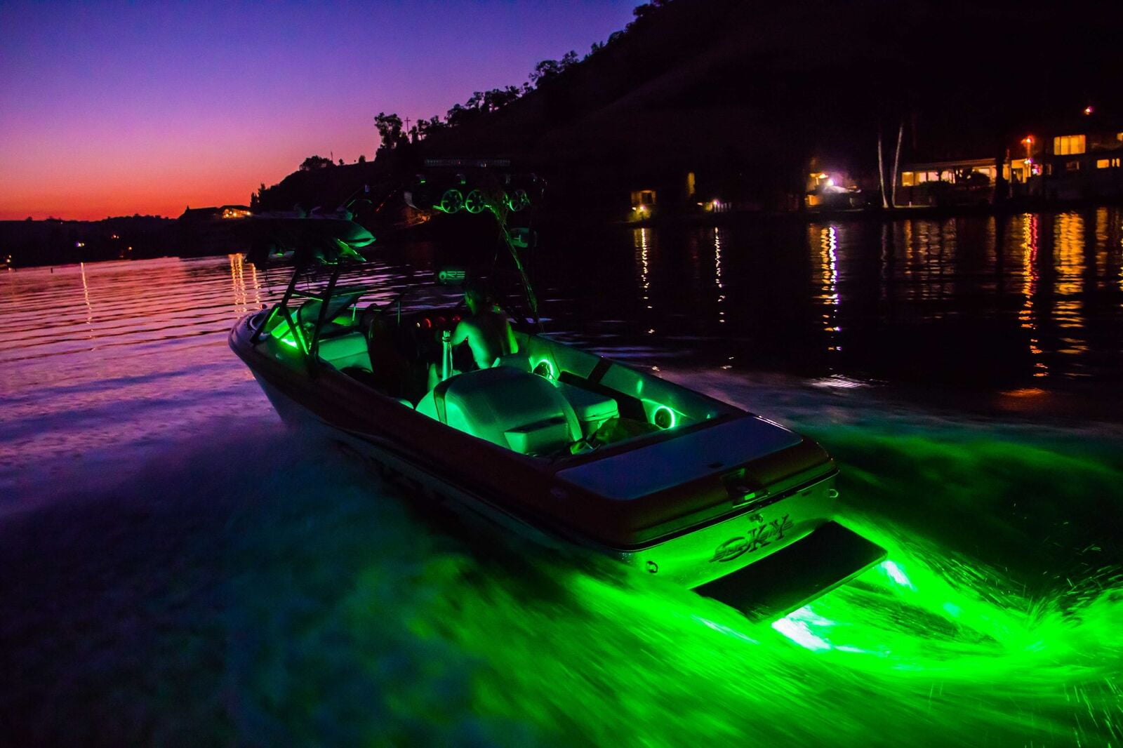 Green LED Boat Light Strip Deck Waterproof 12v Bow Trailer Pontoon