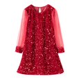 thumbnail image 2 of NAISIBABY Girls Princess Dress, Mesh Long Sleeve Solid Color Sequined Party Pageant Princess Dress Red 9-12Months, 2 of 7