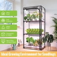 thumbnail image 6 of Indoor Greenhouse with Grow Light, 4-Tier Plant Stand with Zippered PVC Tent, Ventilation Window, Bottom Pouch, 20W Full Spectrum Plant Light with Timer for Seed Starting, 27"L x 19"W x 59"H, 6 of 6