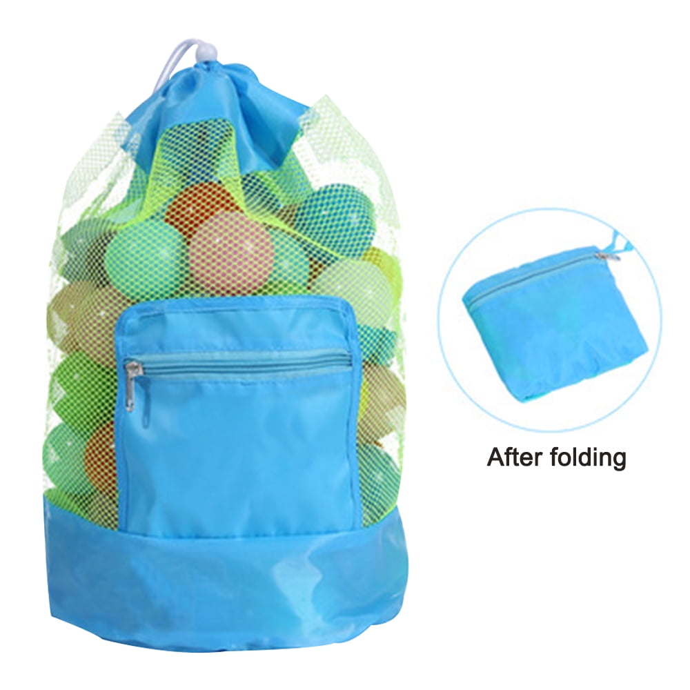 Leining Mesh Beach Bag Large Tote Sand Beach Toy Bag Durable Backpack Swim And Pool Kids Toys Balls Drawstring Storage Bags Toys Not Included Blue 4