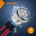 thumbnail image 5 of Nilight 19mm Push Button Switch 5PCS with Pre Wired Harness 12V 24V Stainless Steel Self Locking Latching LED Round Switches SPDT 4Pin Waterproof Metal Switch for Boats Cars Truck, 2 Years Warranty, 5 of 9