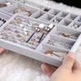 thumbnail image 4 of kurtrusly Stackable Jewelry Tray Multipurpose Portable Velvet for Rings Earring Bangle Empty Tray Style A 1Set, 4 of 6