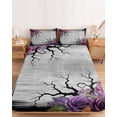 thumbnail image 2 of Twin Sze Fitted Sheet Set - Halloween 2 Piece Bedding Sets 16" Deep Pocket Fitted Sheet with 1 Pillowcase, Vintage Rustic Floral Horror Trees Branches Gray Brushed Microfiber Hotel Luxury Bed Sheets, 2 of 9