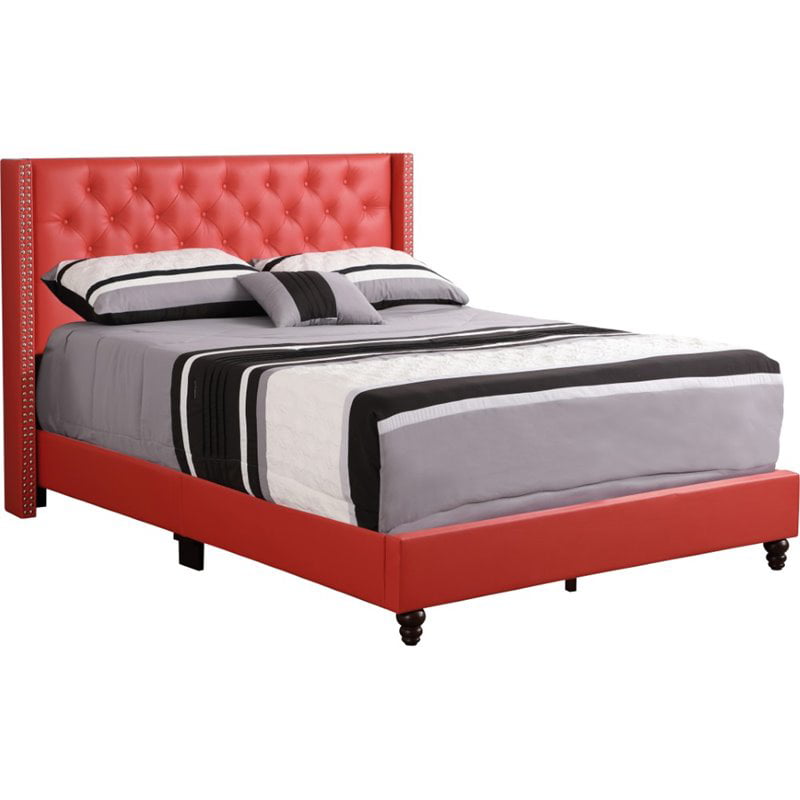 Glory Furniture Julie Faux Leather, Leather Tufted Headboard Queen Bedroom Set