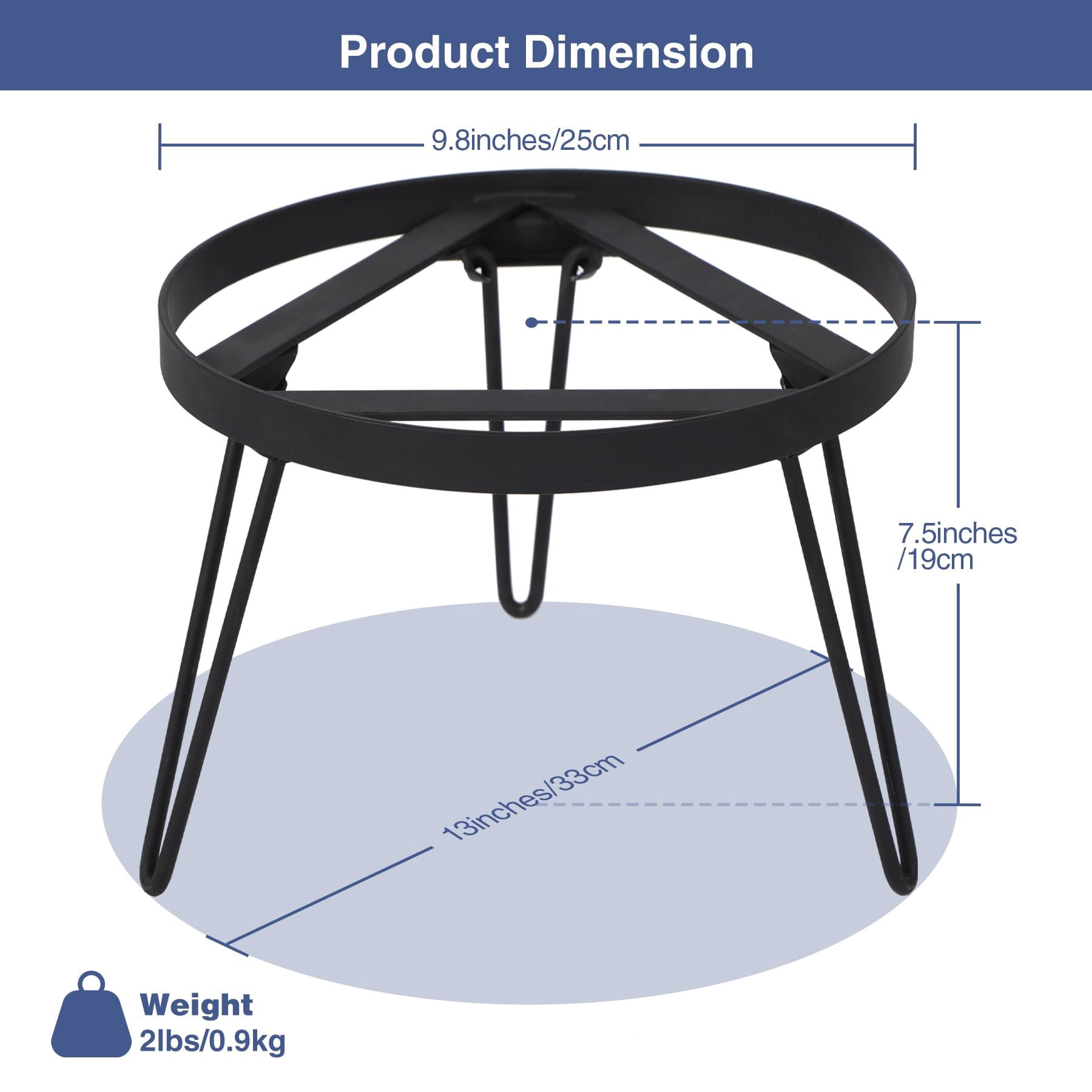 RedSwing Folding Campfire Tripod for Cooking, Portable Camping Tripod Stand for Solo Stove Bonfire Fire Pit, Dutch Oven, Open Fire, Iron Black
