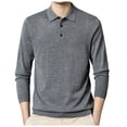 thumbnail image 1 of Tricot Homme Couleur Unie Col Chemise Manches Longues Base Chandail Ajusté, 1 of 4