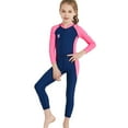 thumbnail image 2 of FYMNSI Kids Wetsuit Girls Full Body Swimsuit One Piece Long Sleeve Bathing Suit Zipper Sun Protection Warm Swimwear for Swimming Diving Surf Water Sports, 2 of 8