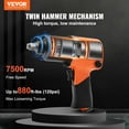 thumbnail image 2 of Air Impact Wrench, 1/2" Drive Air Impact Gun Up to 880ft-lbs Nut-busting Torque, 7500RPM Lightweight Pneumatic Tool for Auto Repairs and Maintenance, 2 of 6
