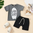 thumbnail image 2 of Cathalem Boy Shorts Sets Short Sleeve Boho Shirt Blouse with Shorts Set,Gray 90, 2 of 5