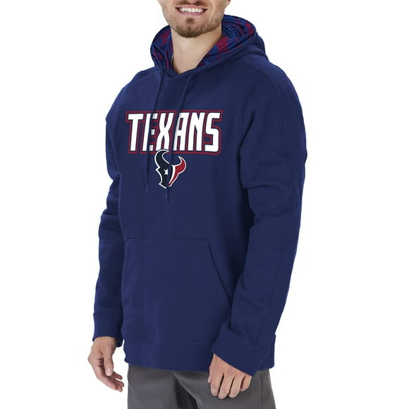 Zubaz Men's NFL Team Color Primary Logo Hooded Hoodie with Viper Print Details Houston Texans Small
