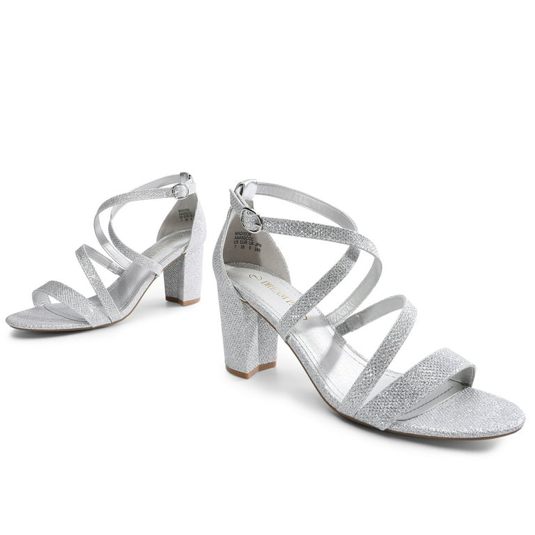 BURUDANI Women's Ankle Strap Dress Pump Low Chunky Heel Sandals