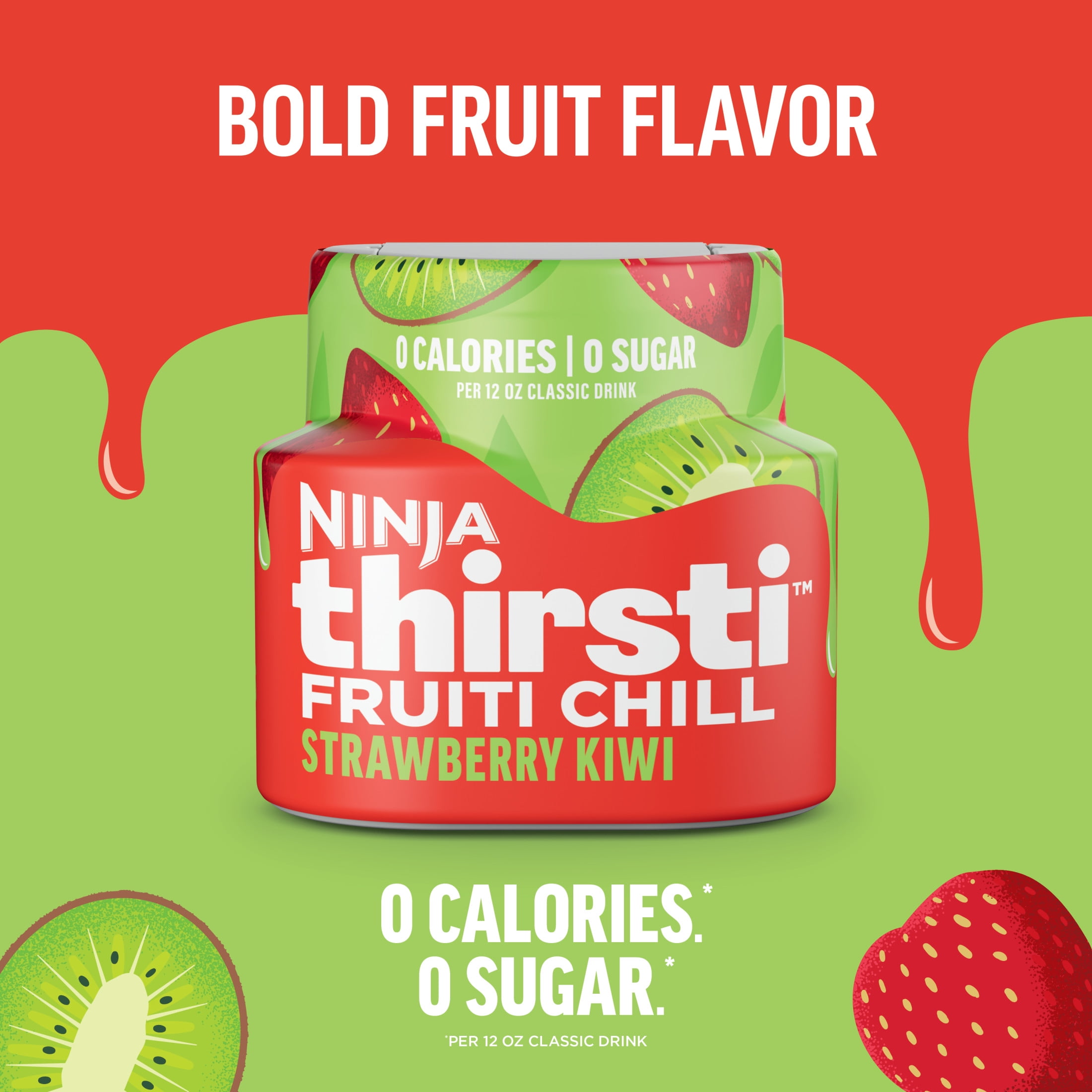 (2 pack) Ninja Thirsti Fruiti Chill Strawberry Kiwi Flavored Liquid Water Drops, 1 Flavor Pod, WCFSTKW61