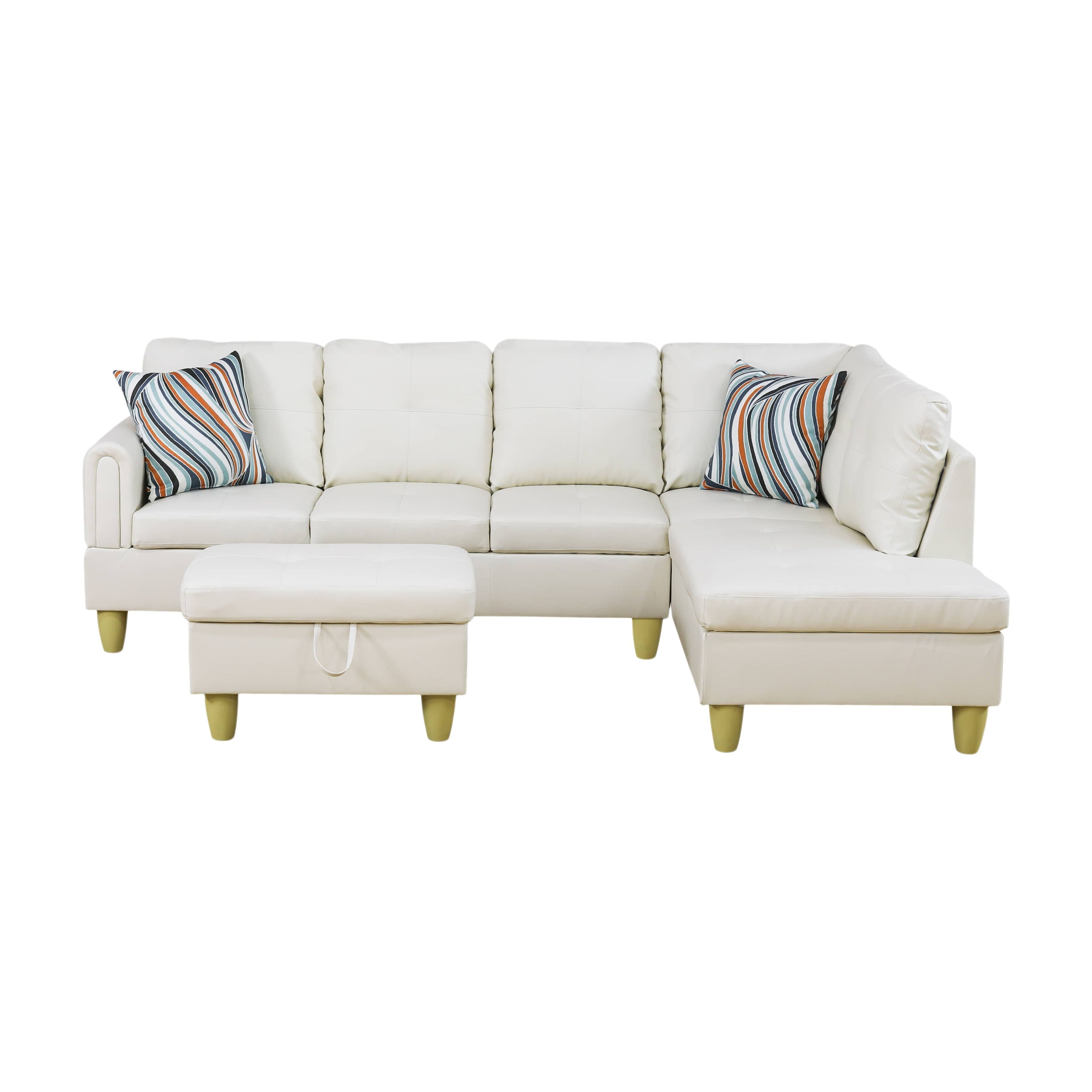 MAYEERTY White Modern 3-Piece Couch Durable Bright Fresh Living Room Vibe