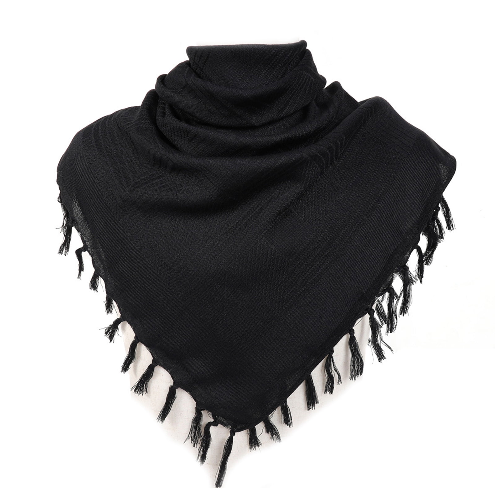 Arab Fringe Scarf Cotton Blend Shemagh Keffiyeh Windproof Neck Scarf