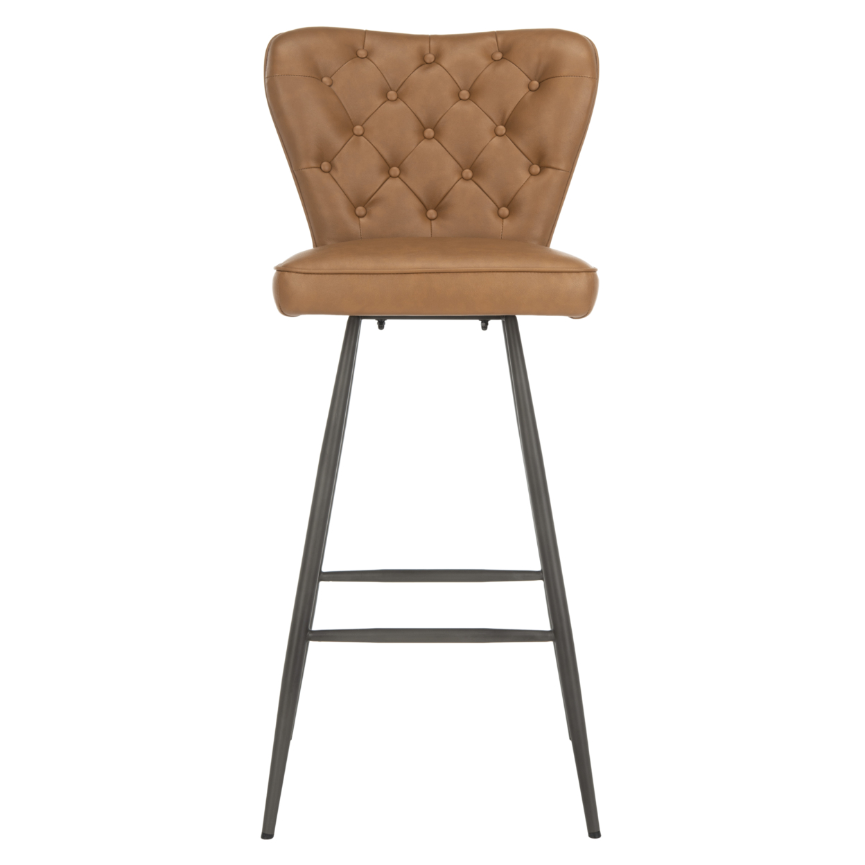 Safavieh Aster Mid Century Modern Leather Tufted Bar Stool, Set of 2