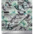thumbnail image 1 of Soimoi Green polyester Crepe Fabric Stripe,Floral & Butterfly Printed Fabric 1 Yard 52 Inch Wide, 1 of 3