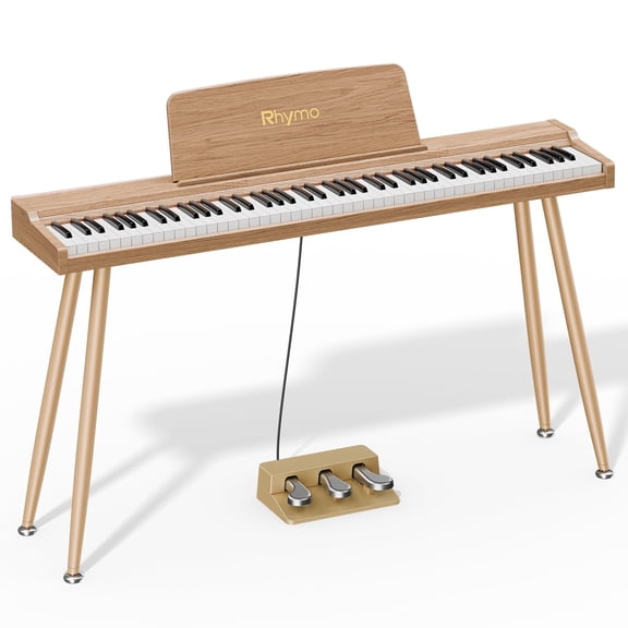 Rhymo 88 Key Semi-Weighted Keyboard Piano Set, Home Digital Piano Full Size Keyboard with Stand, Professional Triple Pedal, Sheet Music Stand, Dual Mode Connectivity for Beginner