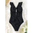thumbnail image 3 of Traje de baño de una pieza para mujer con volantes y escote en V profundo con tiras Trajes de baño, 3 of 6