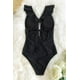thumbnail image 3 of Traje de baño de una pieza para mujer con volantes y escote en V profundo con tiras Trajes de baño, 3 of 6