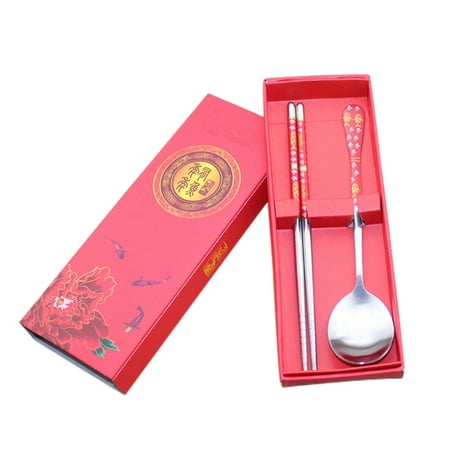 

Meizhencang 2Pcs Portable Metal Tableware Outdoor Picnic Camping Cutlery Chopsticks Spoon