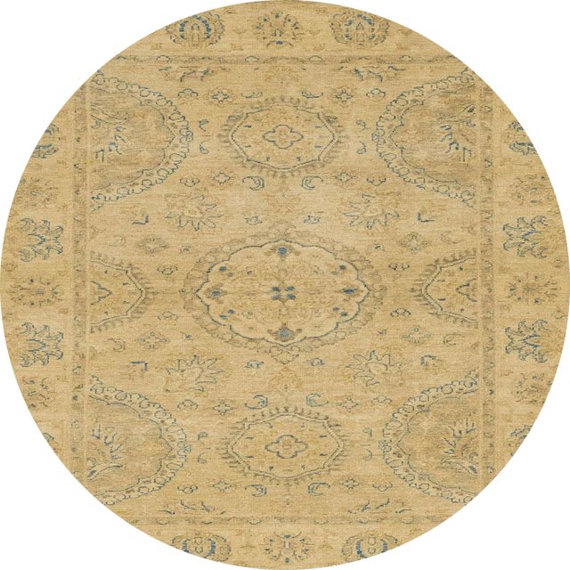 Ahgly Company Tapis d'Intérieur Ronds Abstraits Orientaux Dorés, 3 Pieds Rond
