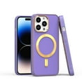 thumbnail image 6 of For Apple iPhone 15 Pro Max (6.7") Ultimate PU Leather Hybrid MagSafe Compatible Bumper Gold Frame Protection Cover ,Xpm Phone Case [ Light Purple ], 6 of 6