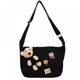 thumbnail image 1 of Canvas bag cute cartoon bear doll school bag for female students black, 1 of 5