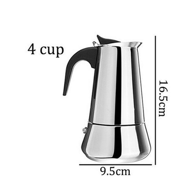 Cagogo under $5 Moka Coffee Pot, Stainless Steel Moka Pot, Stovetop Espresso Coffee Maker, 4 Cup Italian Percolator for Gas Induction, Home Brewing Cafe Quality