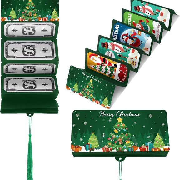 SMKE Christmas Money Gift Card Holder,Santa Cash Gift Holder With 10 Slots,Xmas Surprise Money Holder,Xmas Cash Holder,Cash Card Xmas Supply,Surprise Money Envelope,Xmas Cash Gift Supply Green 1Pc