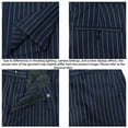 thumbnail image 5 of i.Finelong Men's Navy Pinstripe Double-Breasted Suit Set - Formal Business/Wedding Party Outfit (Jacket & Pants), 5 of 7