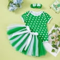 thumbnail image 4 of SonxaHe Outfits for Newborn Girls St. Patrick's Day Short Sleeve Bodysuit Tutu Skirt Headband Baby Cute Outfit Set,3-Piece Green,Size 0-3 M, 4 of 4
