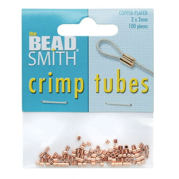The Beadsmith Crimp Beads, Tube 2x2mm, 100 Pieces, Copper Plated
