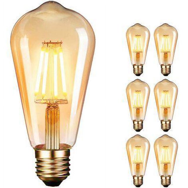 Bombillas LED retro E27 (4 W/220 V), 2600-2700 K, color ámbar cálido, paquete de 6