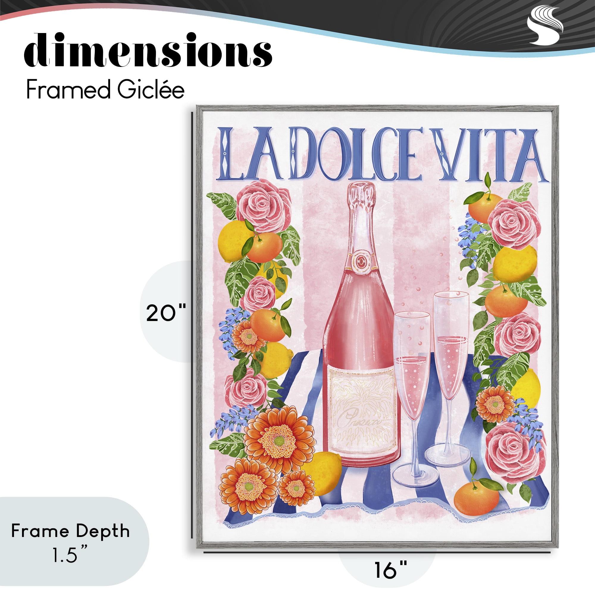 Stupell Industries Pink Champagne Picnic Gray Framed Giclee Art, design by Lori Mosley