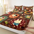 thumbnail image 4 of Homewish Kawaii Dog Rabbit Cat Bed Sheets,Brown Plaid Full Size Sheets,Vintage Animal Decor,4-Piece,1 Flat Sheet, 1 Fitted Sheet and 2 Pillowcases, 4 of 6