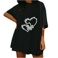 thumbnail image 1 of DPTALR Woman Ladies Dropped Shoulder Sleeves Loose Short Sleeve Top Pullover Tops, 1 of 9