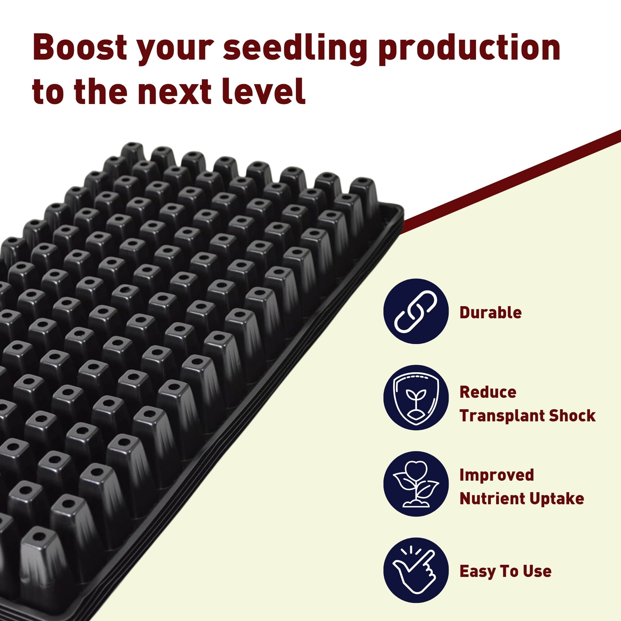128 Cell Plug Seed Starting Tray – Heavy-Duty Seedling Germination and Propagation Tray - 50 Packs