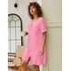 thumbnail image 3 of Pijama con botones Ekouaer de manga corta, camisones, color rosa, 3 of 5