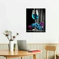 thumbnail image 2 of GOSMITH Wine Glass Wall Art Turquoise Wall Decor for Kitchen Teal Decor Modern Wine Barrel Posters Dining Room Black and Gray Casks Pictures Drink Artworks Family Bar Living Room Home Decoration, 2 of 4