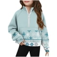 thumbnail image 1 of Sudadera sin capucha, mediana, grande, con media cremallera, cuello redondo, manga larga, jersey corto, sudaderas de polar para niñas de 5 a 14 años, blusa de poliéster, 1 of 4