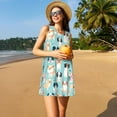 thumbnail image 3 of Balery Colorful Dog Vestidos de verano para mujer con estampado: vestido holgado sin mangas, vestido playero informal y cómodo para días calurosos., 3 of 7
