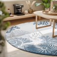 thumbnail image 3 of Round Rugs 3Ft, Coastal Starfish Round Area Rug Washable Indoor Throw Carpet, Ocean Weeping Coral Beach Conch Haze Blue Small Non Slip Circle Rug for Bedroom Living Room Home Decor Aesthetic, 3 of 8