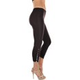 thumbnail image 2 of ToBeInStyle Women's Rhinestone Accent Ruched Capri Leggings, 2 of 7