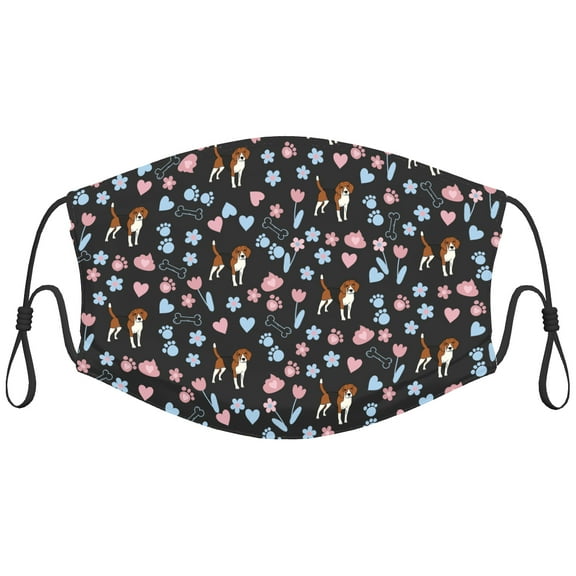 Cute American Foxhound Dog Graphic Printed Cloth Face Masks Reusable Washable Adjustable for Adults (10 PCS)