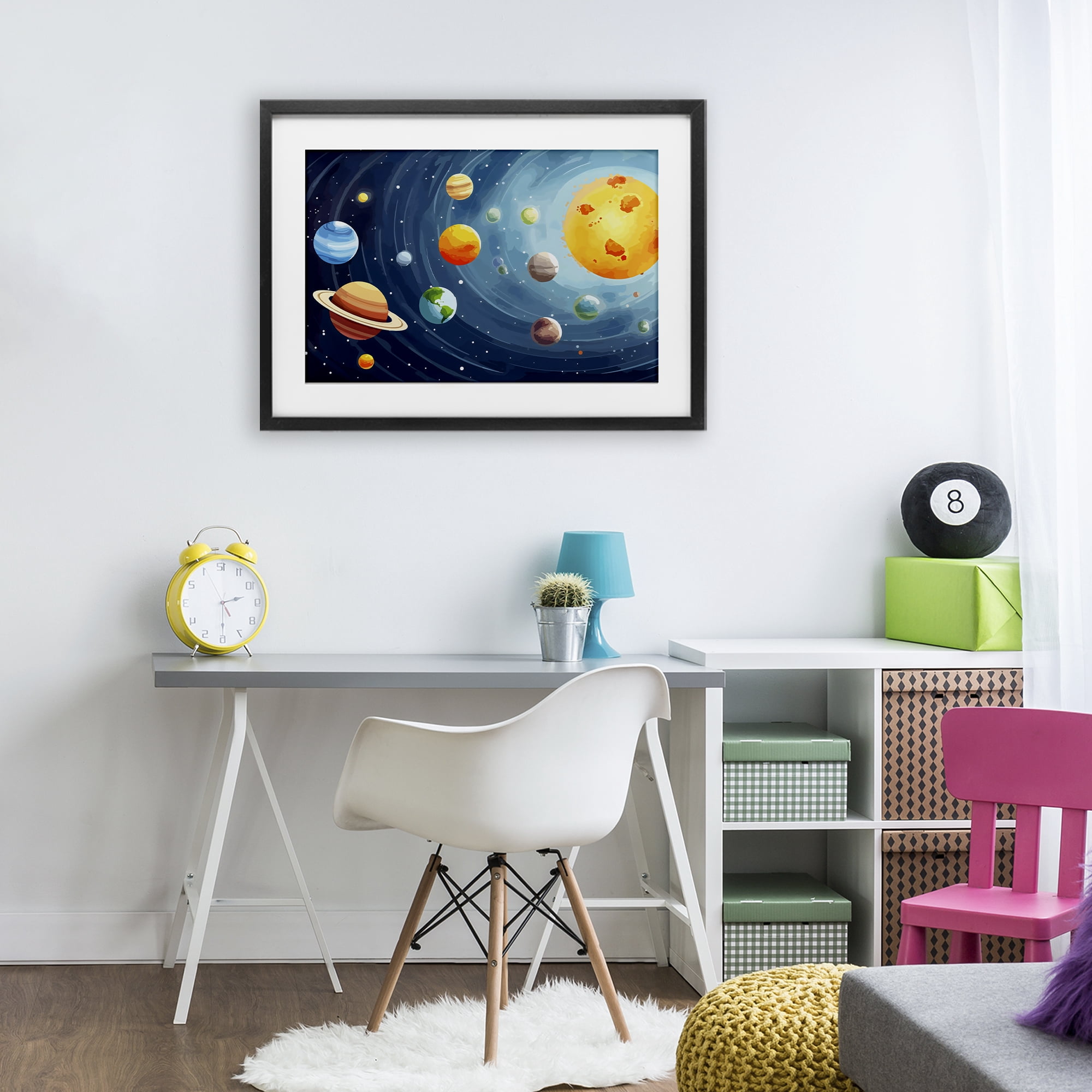 Stupell Industries Solar System Planets Orbit Black Framed Print Under Glass, design by Creative Studio
