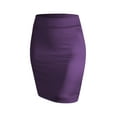 thumbnail image 4 of Made by Johnny Women's Elastic Waist Stretch Bodycon Midi Pencil Skirt Above The Knee Length Classic Skirt M EGGPLANT, 4 of 5