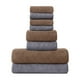 thumbnail image 1 of 8pcs tuallas toallas baño lana coral suave de alta densidad gris oscuro y marrón, 1 of 4